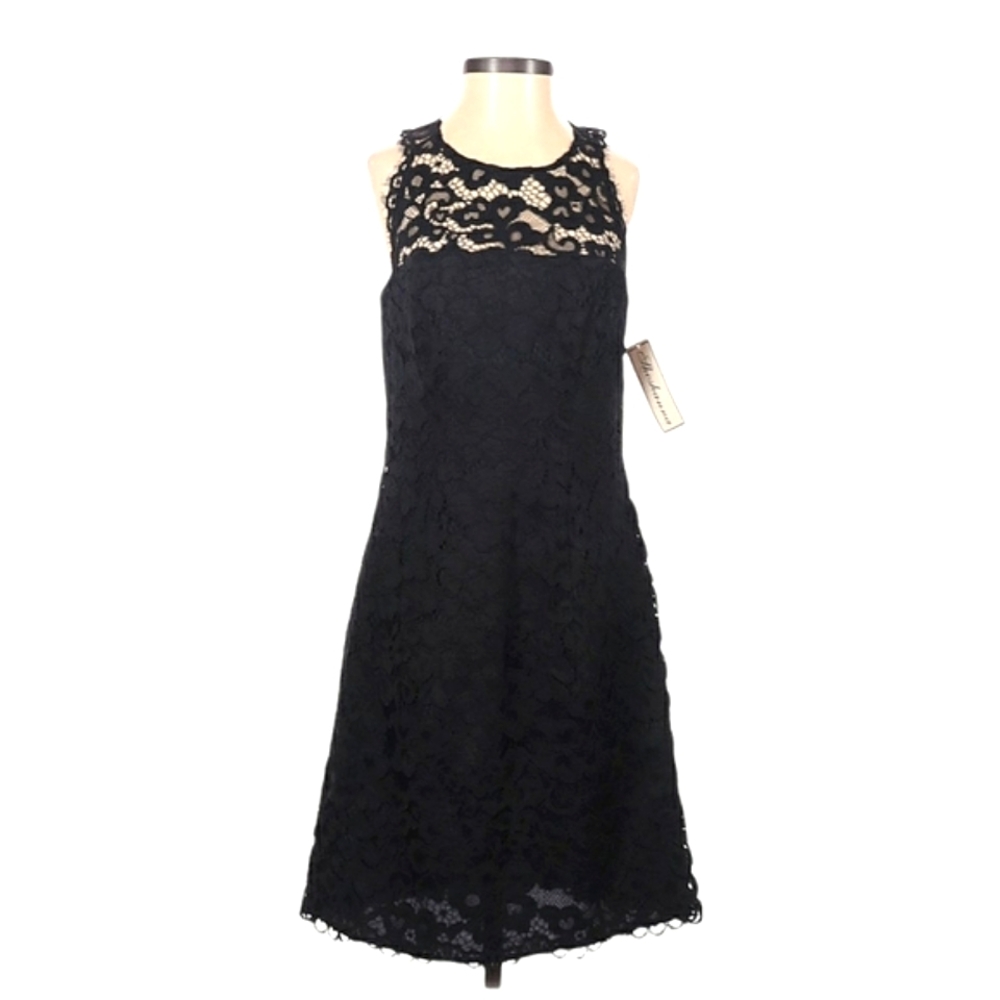 Shoshanna Cocktail Party Dress Size 0 Sexy Black‎ Lace Overlay Sleeveless NEW
